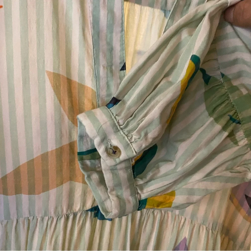 Anthropologie | Celandine | Carolita Printed Tiered Shirt Dress | Green | XSP - Picture 9 of 15